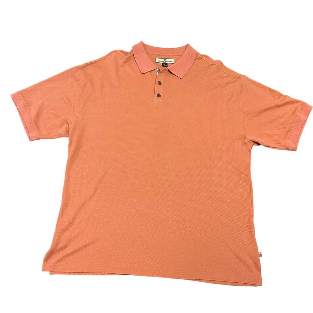 Tommy‎ Bahama Mens XL Silk Cotton Blend Polo Shirt Coral Golf Casual